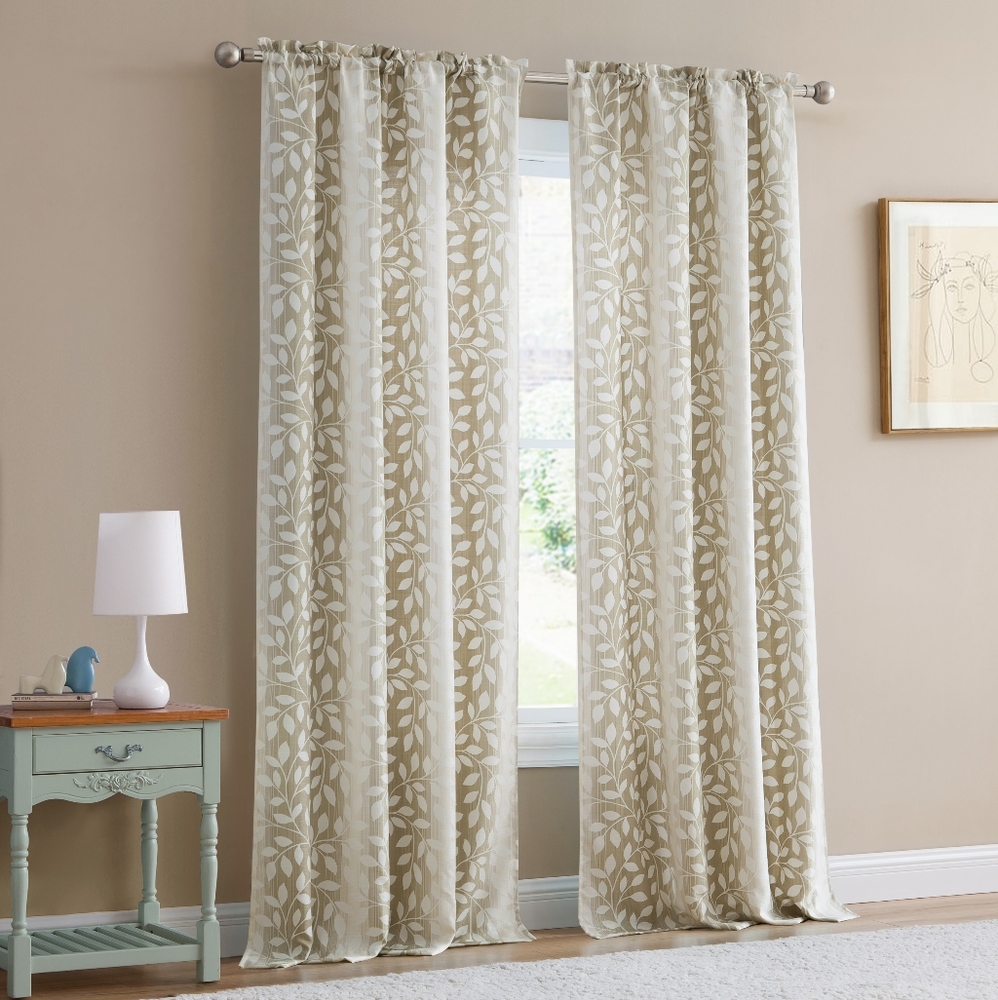 Mainstays Bennett Textured Curtain, Natural Leaf